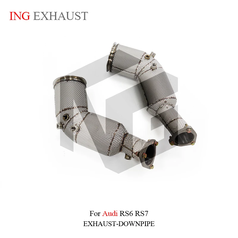 ING ss304 Exhaust Downpipe for Audi RS6 RS7 C8 4.0t 2019+ OPF GPF Senser Converter Nozzler Pipe Performance Accessories System