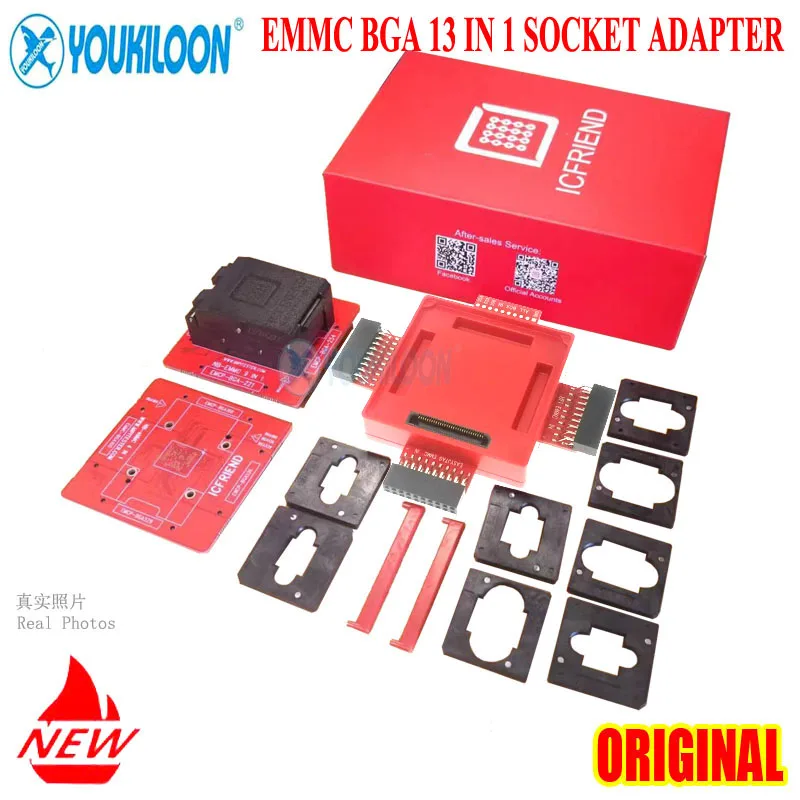 2025 NEW ORIGINAL ICFRIEND NB E-MATE EMMC BGA 13 in 1 Socket  Adapter for z3x Easy Jtag Plus Box , UFi Box ,Medusa Pro