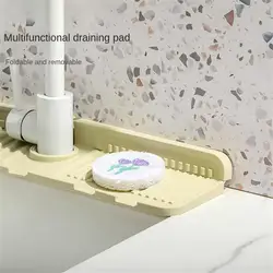 Portable Kitchen Drain Mats Foldable Soft Silicone Sink Mats Bathroom Countertop Storage Racks Washstand Splash-proof Sink Mats