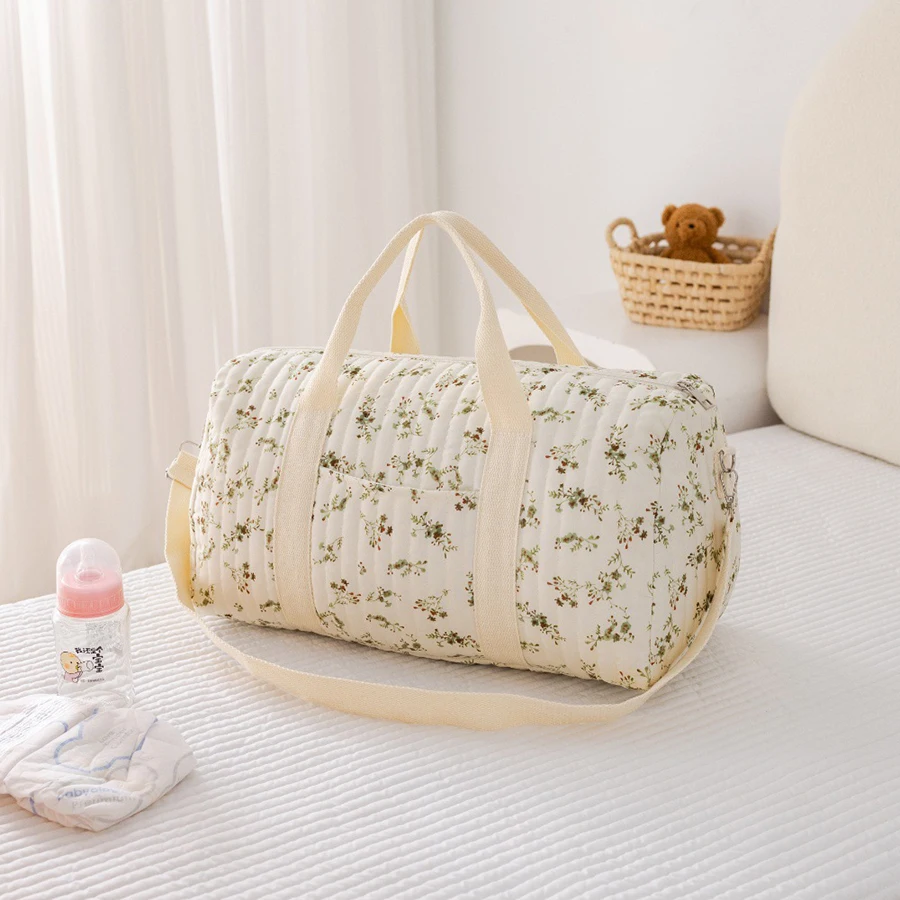 

Ins Style Korea Lightweight Large Capacity Travel Handbag Baby Diaper Bag Embroidery Boston Shoulder Bag