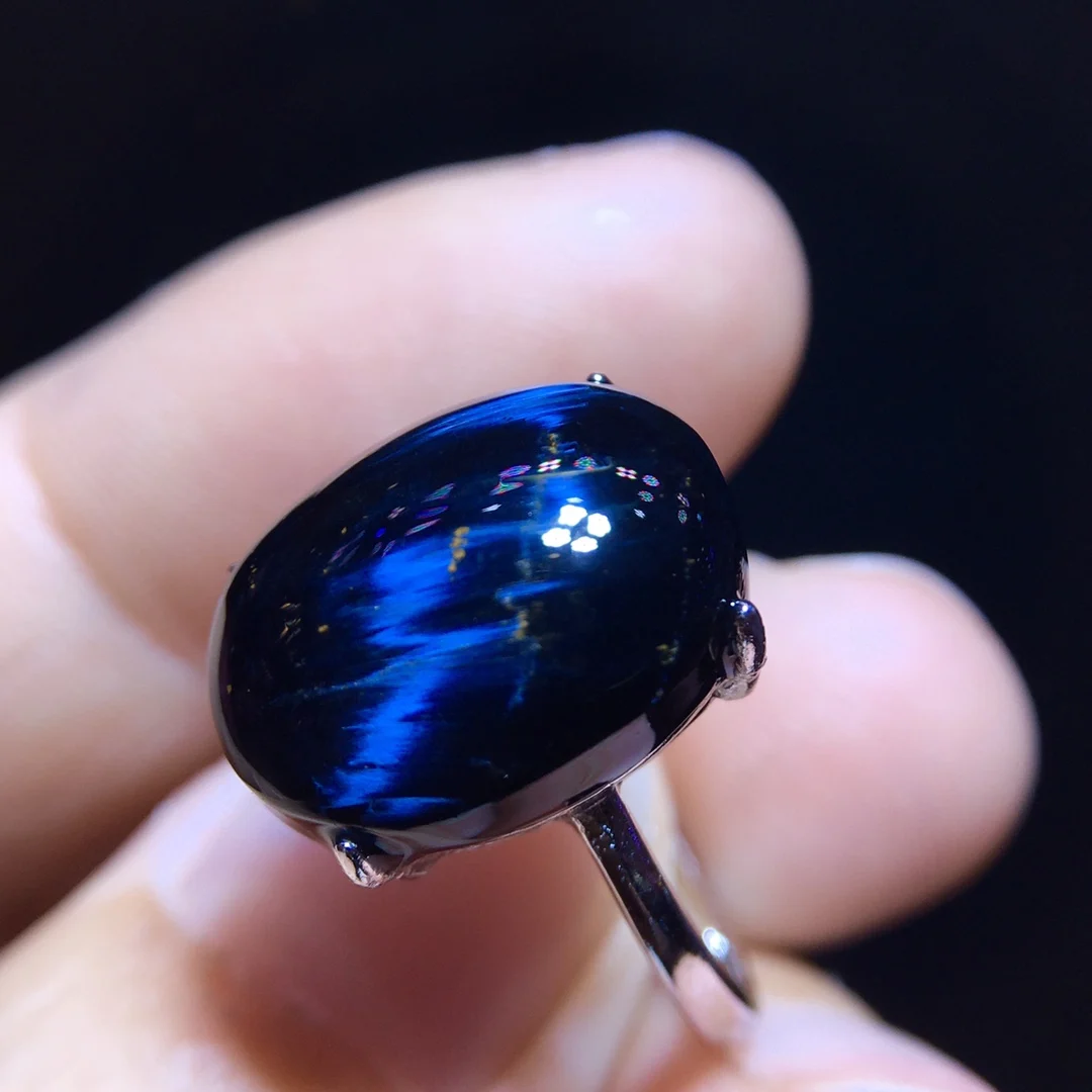 

Natural Blue Pietersite Adjustable Ring Namibia Jewelry 925 Silver 14.6/11.2mm Pietersite Chatoyant Gemstone Ring AAAAAA