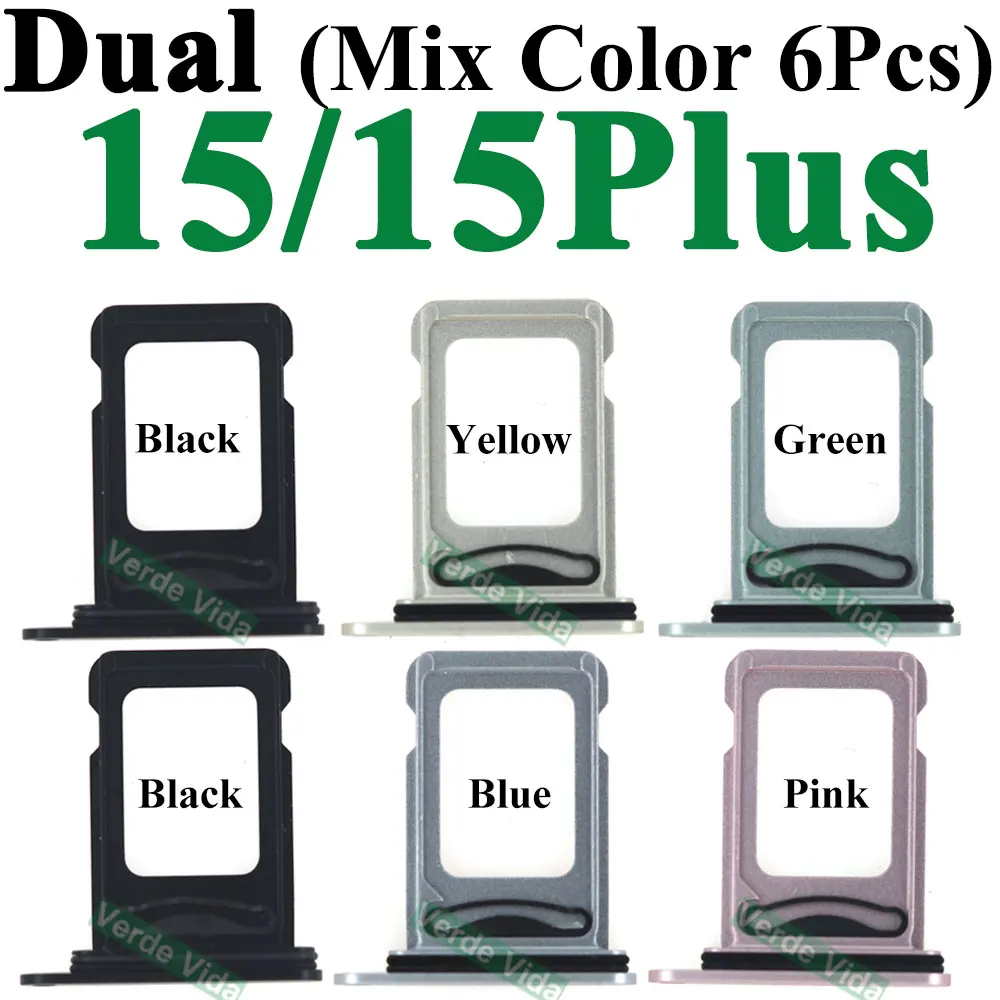 6Pcs For iPhone 13 15 16 14 Pro Max 12 11 14 Plus Dual SIM Card Tray Holder Slot Drawer Holder Chip Tray Sim Card Reader Adapter image 4