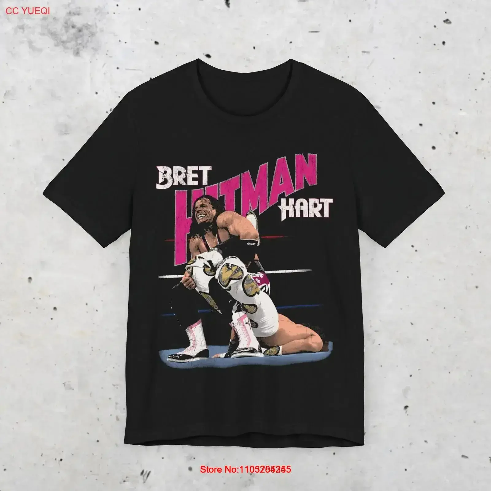 Bret Hitman Hart Wrestling T Shirt vintage Washed Casual designer clothes Versatile Breathable Unisex homme Stretched graphic