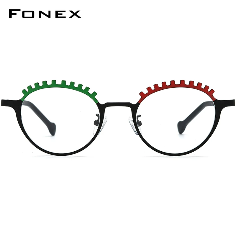 FONEX Pure Titanium Glasses Frame Women Brand Design Vintage Retro Round Eyeglasses Men Japanese High-end Custom Eyewear 85771