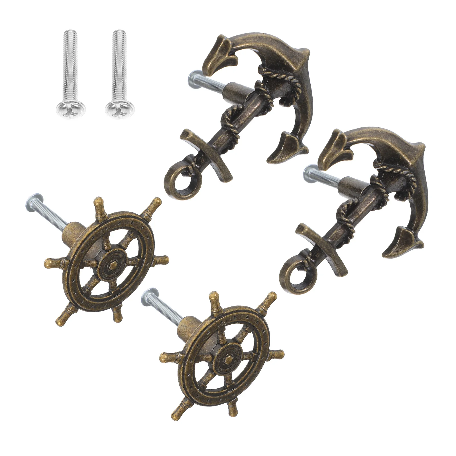 4 قطعة مرساة السفينة درج يسحب الرجعية بحري مقابض للخزانة للأثاث أجهزة المطبخ مقابض أدراج معدنية نمط خمر