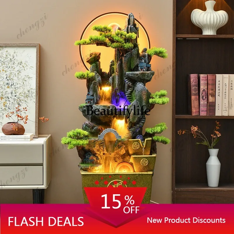 D80 Rockery fish tank landscaping water curtain wall office decoration ornament housewarming gift