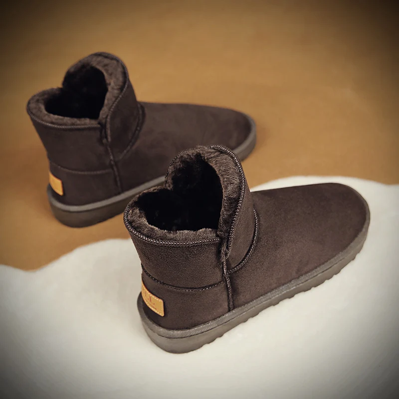 Men's Winter Snow Boots Fleece Lined Leather Fur Integrated Thick Bread Cotton Shoes Anti Slip Northeast Cotton Boots