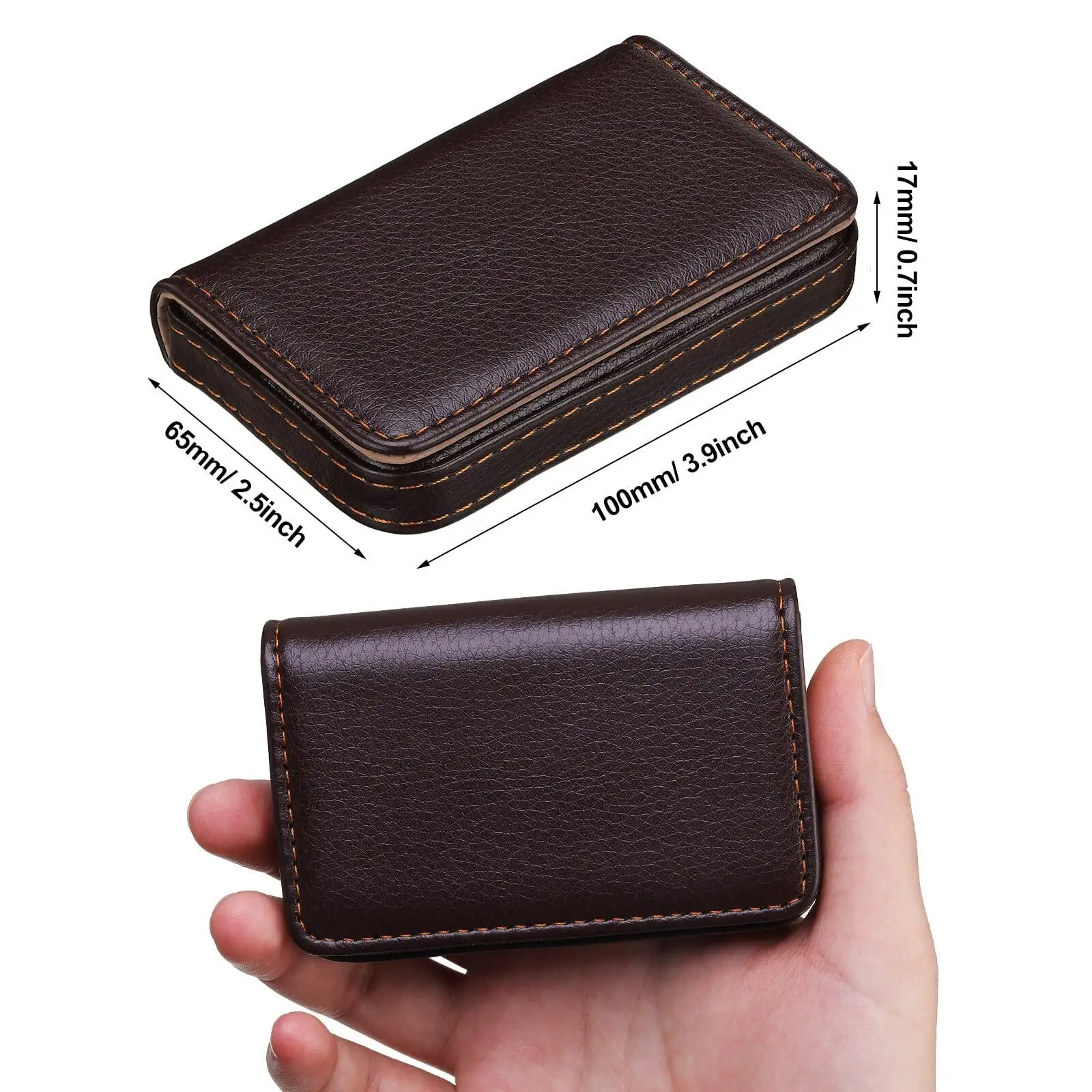 2PCS Men and Women Business Card Box Slim Formal Work Name Card Cases Quality Leather Small ID Credit Cards Holder Pouch