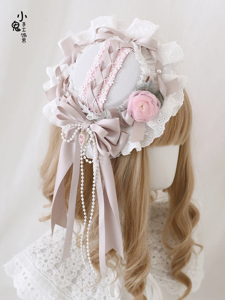 

Original Lolita Four-Hour Pollen Coffee Lolita Bow Elegant Doll Sense Hair Band Top Hat Oversleeves Kc Barrettes