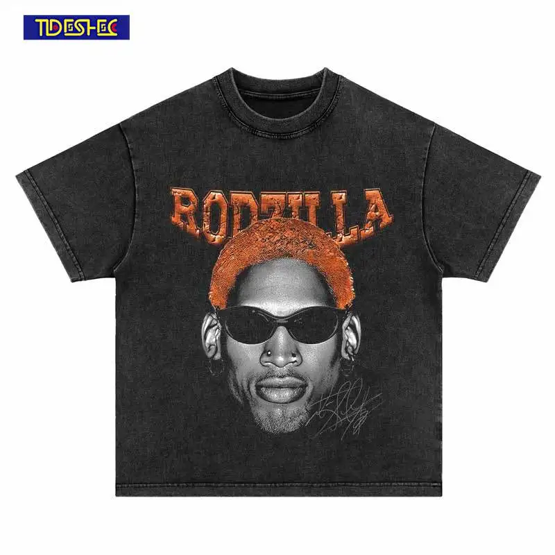 

TIDESHEC 2023 Harajuku Graphic T-shirt Rodman Short Sleeve Streetwear Men Hip Hop T Shirt Retro Anime Tshirt Tops Tees Y2K