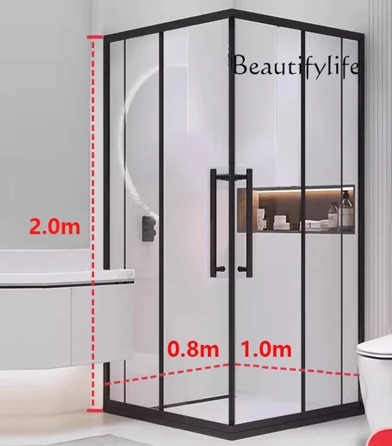 

Integral shower room glass door bathroom partition rectangular double door bathroom sliding door