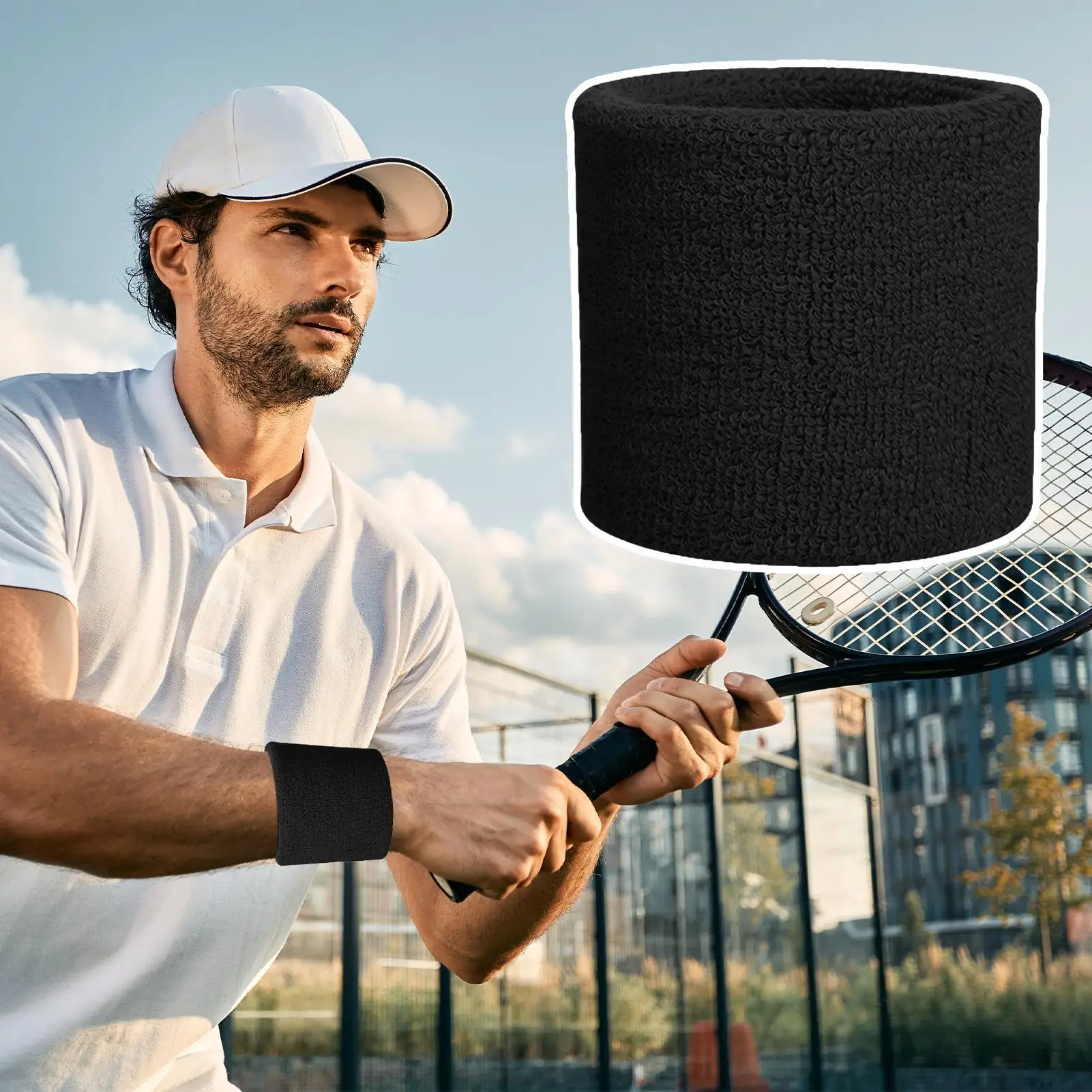 

6PCS Sweatbands Sports Wristband for Men & Women Moisture Wicking Athletic Sweatband for Tennis, Basketball, Running