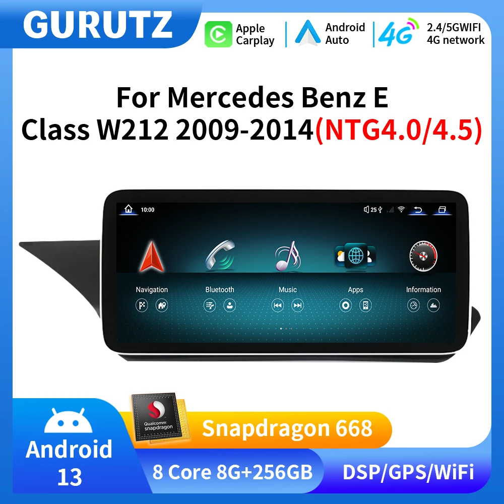 

Android Auto Car Radio For Mercedes Benz E Class W212 W207 NTG 4.0 4.5 2009-2014 Navigation GPS Player 4G Carplay 2 Din DVD