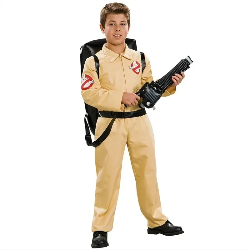 Criança trajes de halloween filme tema ghostbusters uniforme cosplay roupas macacão saco adequado adulto e 3-15 anos crianças