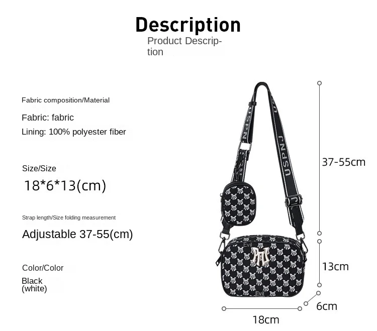 PNJ Manchurian messenger bag women's casual 2024 new fashion shoulder bag fresh trend satchel nylon