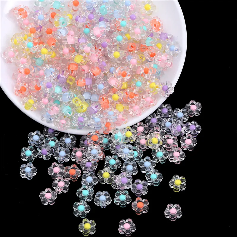 50Pcs 12mm Color Transparent Five petals Beads Necklace Bracelet Pendant Earrings Jewelry Making DIY Accessory Aperture 3MM