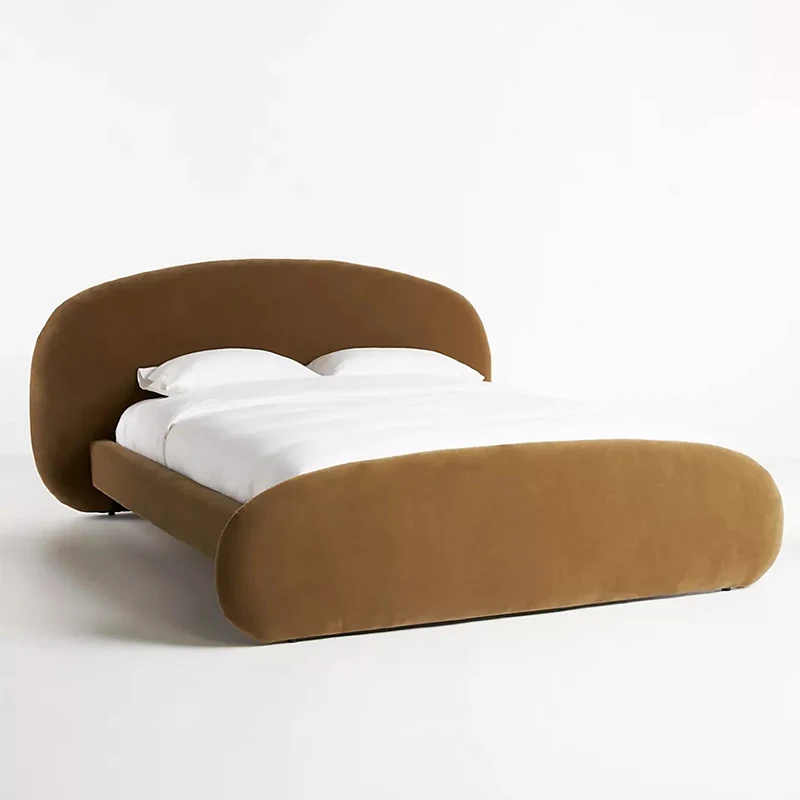 

Italian simple villa fabric velvet bedroom double bed home hotel 1.8/2 queen bed soft back bed furniture