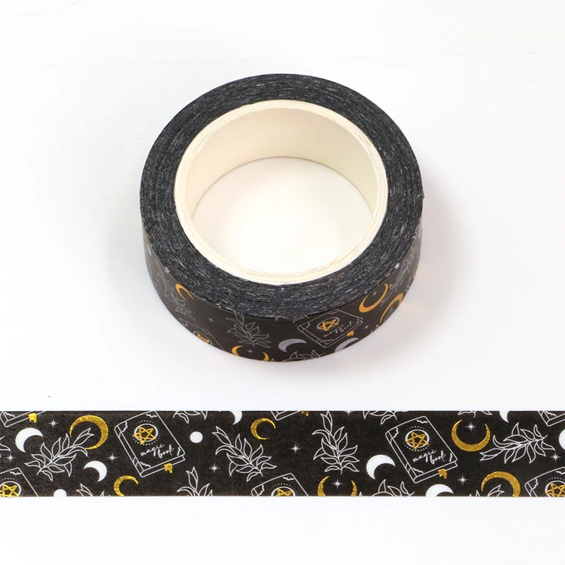 1X 10M Deco Cute Book and Stars Gold Foil Moon Washi Tape for Planner Scrapbooking Masking Tape  Stationery Journal Suppliers