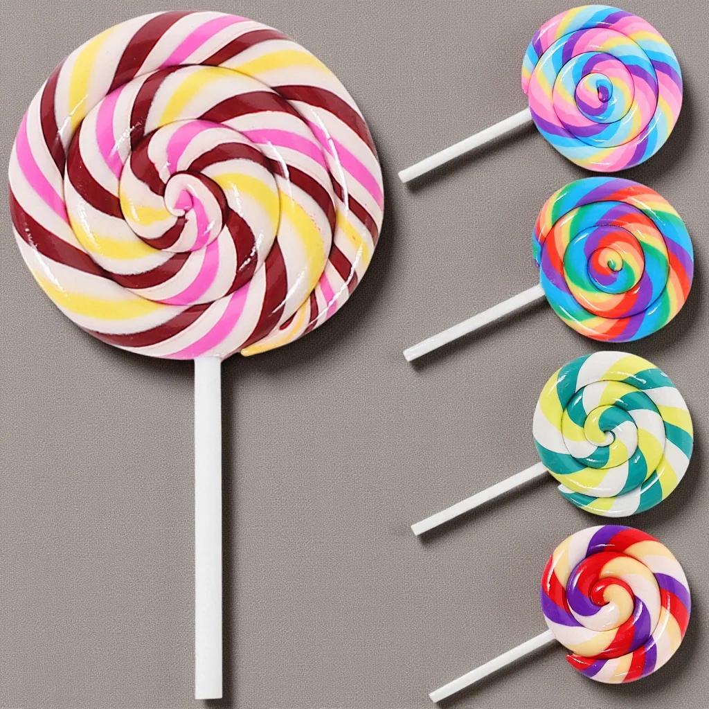 

5Pcs High Quality Simulation Clay Lollipop Handmade Craft Decoration for Party Favors Home Office Desk Accessory