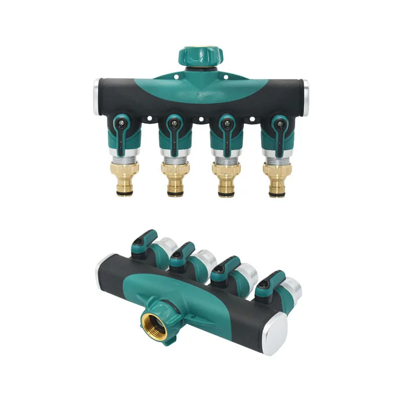 3/4“ Thread 4-Way Tap Hose Water Splitter Valve Zinc alloy Outdoor Faucet For Garden Irrigation Systems