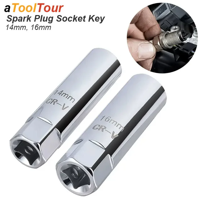 Klucz nasadowy do świec zapłonowych Adapter klucza 14 16 mm Zestaw naprawczy do montażu i wymiany Moment obrotowy Magnetyczne narzędzie do usuwania szczeliny AUTO Mechaniczne