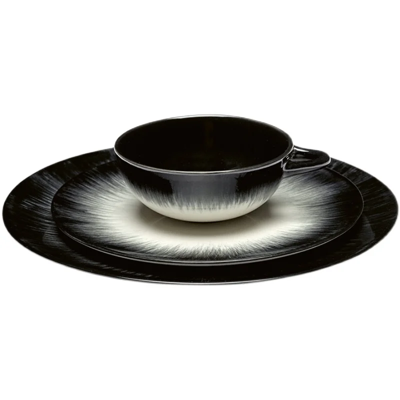 

Dark coffee cups and saucers ceramic couple tableware set