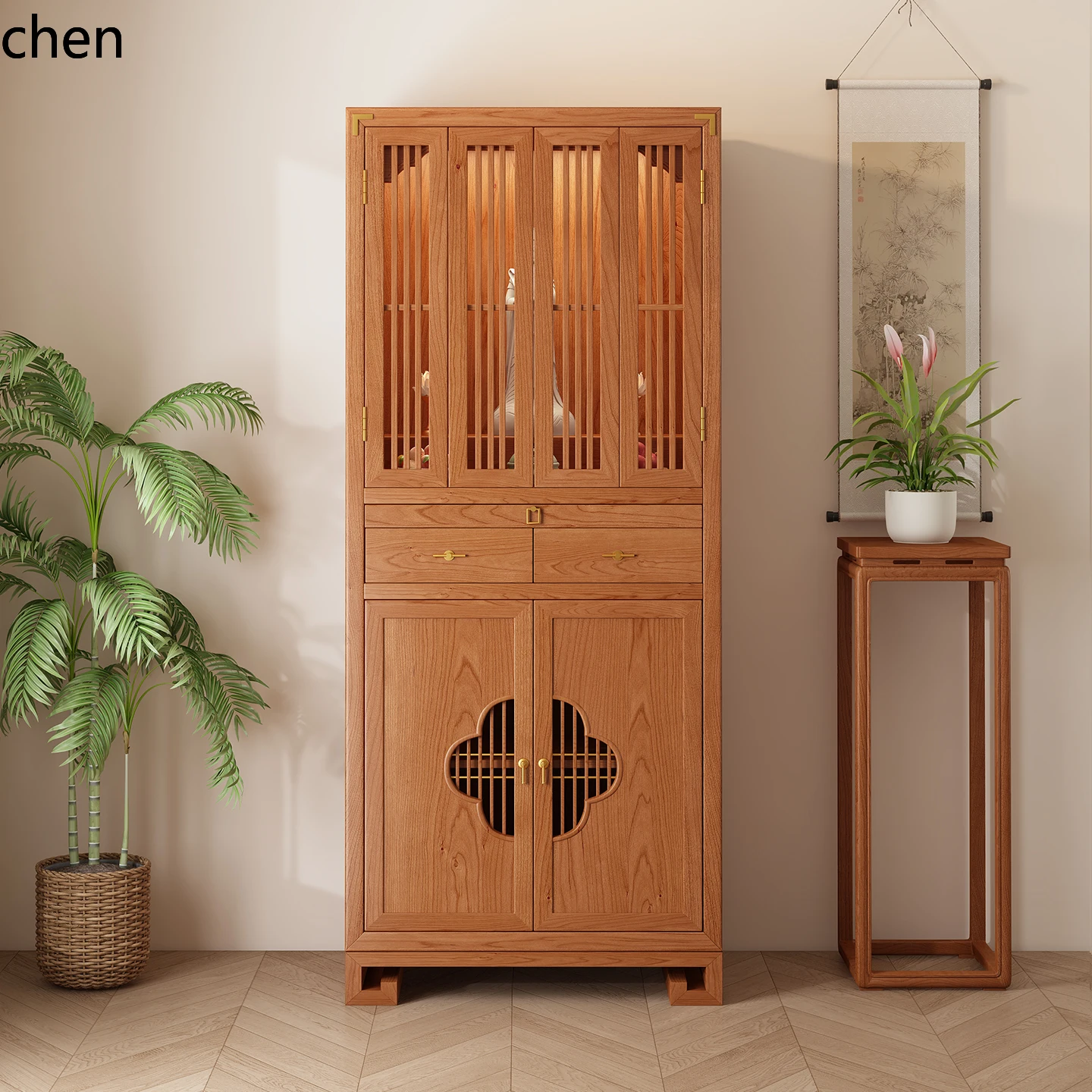 CZ1  Buddhist Altar New Chinese Style Modern Standing Cabinet Solid Wood Buddha Cabinet Altar Table Cabinet  God of Wealth