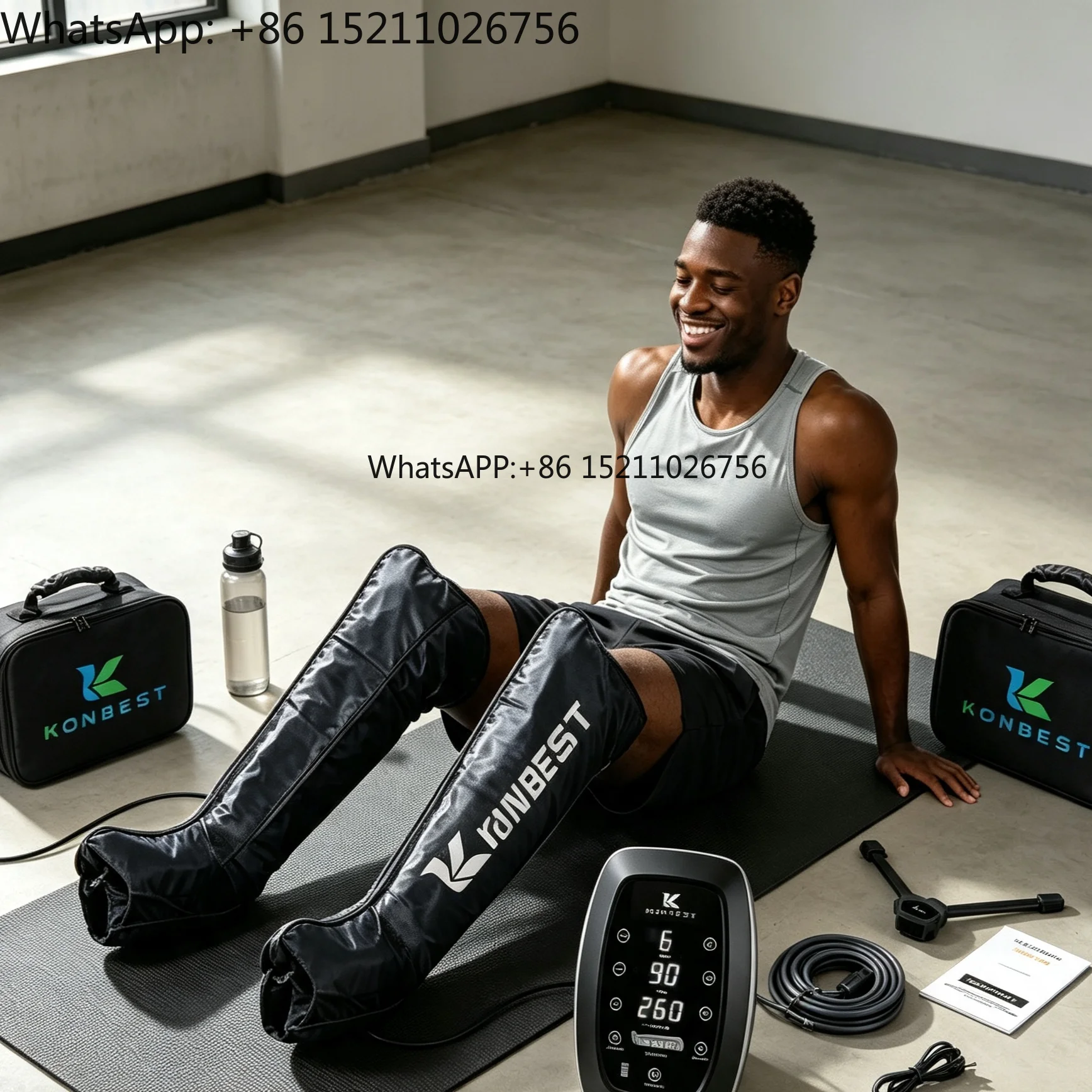 Konbest 6 Chambers Lymphatic Drainage Wireless Foot Massager Improved 30-260mmHg - Circulation Air Compression Boots