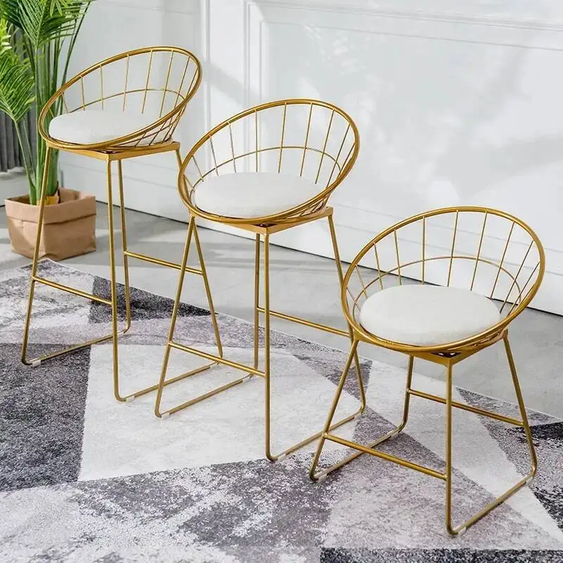 

Gold Balcony Bar Stools Luxury Reception Desks Designer Design Dining Chairs Gaming Comfortable Taburete Alto Salon Furniture