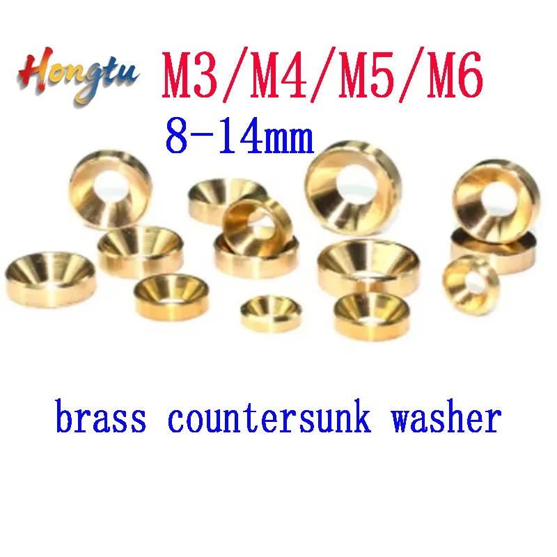 10pcs M3-M6 Brass/Copper Metal Washers: Countersunk & Flat Screw Gaskets (Meson Type), 8-14mm Outside Diameter