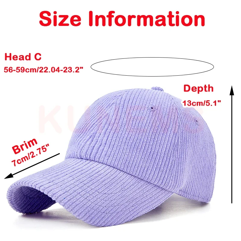 KUNEMS Custom Corduroy Hat for Women and Man DIY Embroidery Baseball Caps LOGO Design Print Hats Soft Top Hat Unisex Wholesale