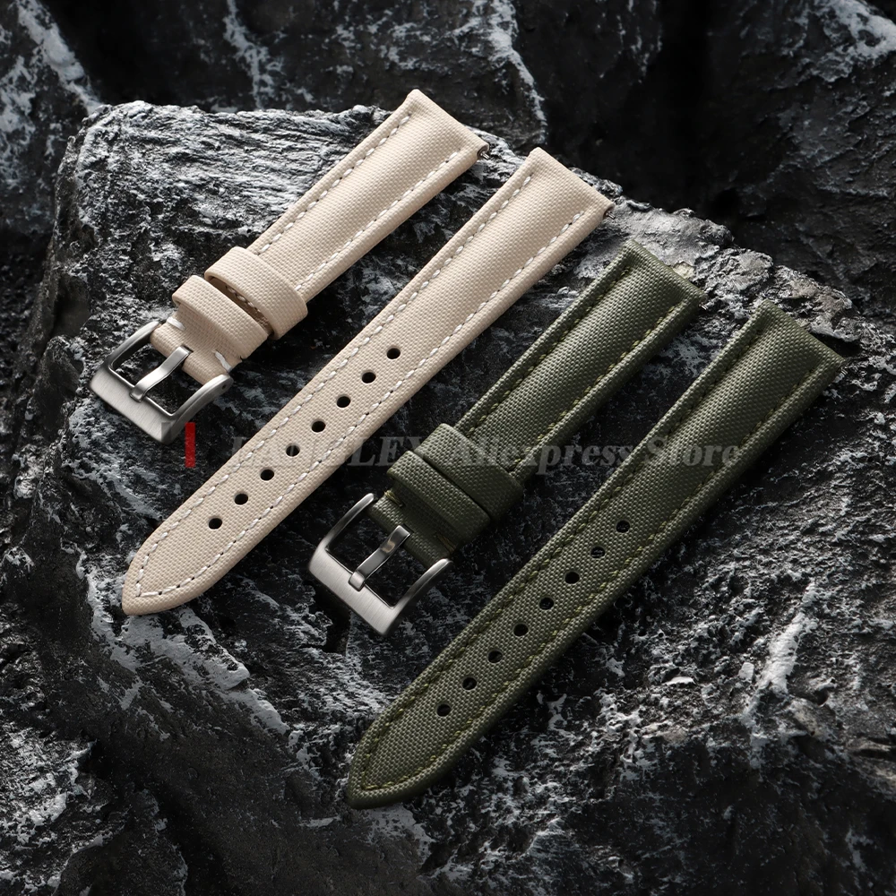 Genuine Sailcloth Watch Band Premium Strap Waterproof Nylon Quick Release Bracelet 18mm 19mm 20mm 21mm 22mm Men Sport Wristbelts