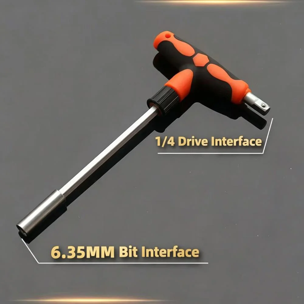 T Handle Wrench 1/4 Inch Hex Socket T-Type Screwdriver Bar Adjustable Spanner Hand Repair Tool for Car Bicycle Maintenance