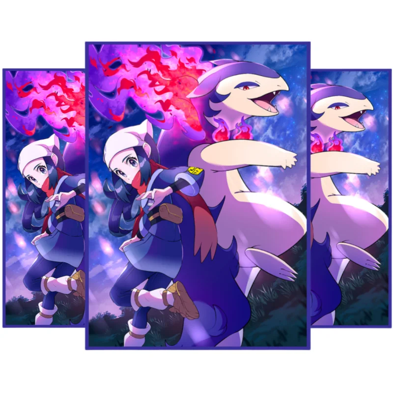 

50Pcs/Set Pokemon Cards Sleeves Trainer Akari Anime Game Characters Color Flash DIY Toy Holographic Protector Film Album Binder