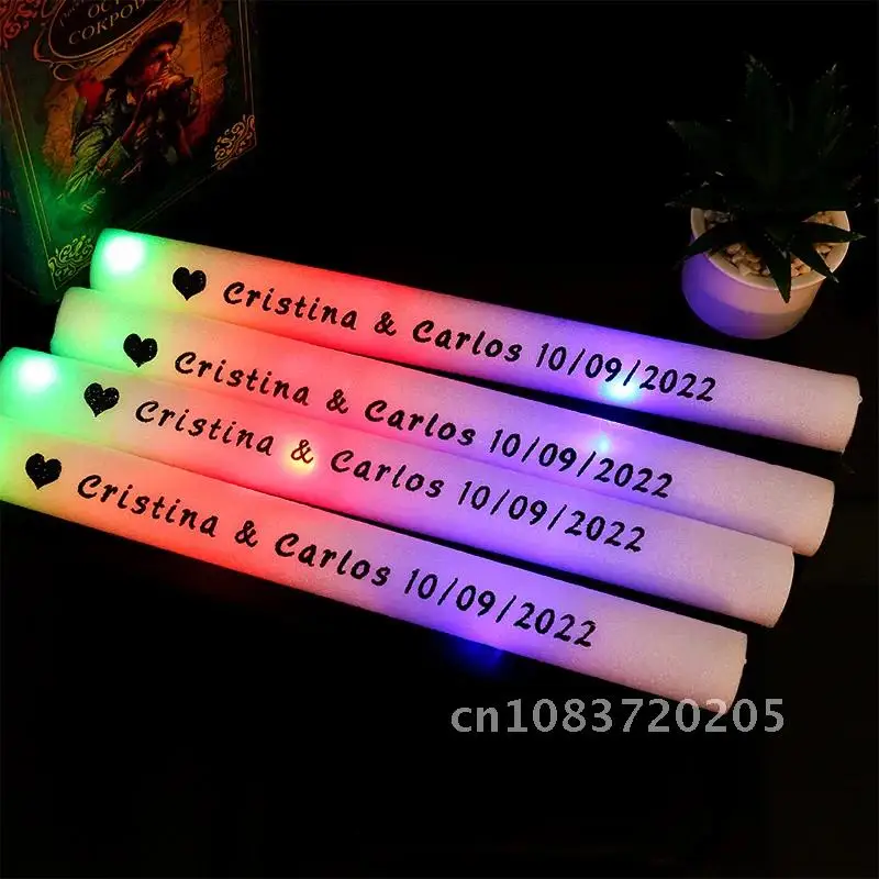 12/15/30/60Pcs LED Glow Sticks Bulk Colorful RGB Glow Foam Stick Cheer Tube Dark Light for Xmas Birthday Wedding Party Supplies