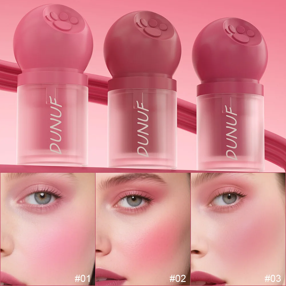 DUNUF Cat Scratch Print Blush – 3 Flüssigkeitstöne mit rundem Applikator für künstlerische, aufbaubare Spülung