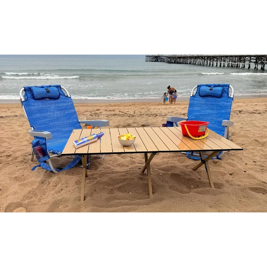Portable Low Aluminum Roll Up Travel Folding Table for Beach Camping Picnic and Outdoor Adventures Compact Lightweight MultiPur