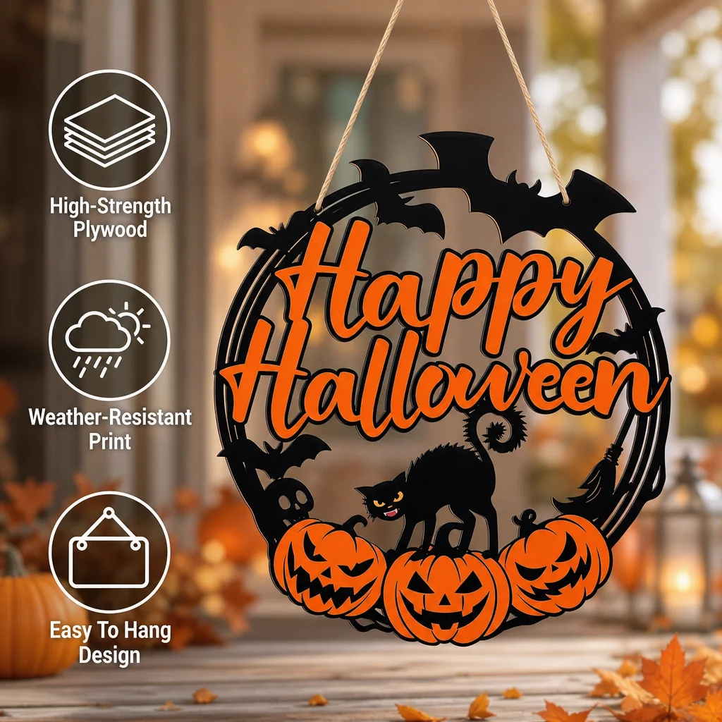 New Wooden Halloween Party Atmosphere Decoration Home Pumpkin Hanging Decoration Courtyard Foyer Decoration Hanging
