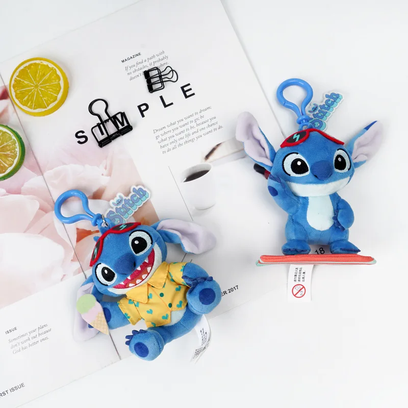 Disney stitch brinquedo de pelúcia bonito dos desenhos animados anime boneca chaveiro mochila pingente saco pingente aniversário das crianças presente natal