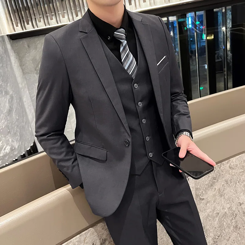 Traje de negocios para hombre, conjunto de 3 piezas (chaqueta, chaleco y pantalones), Blazer ajustado, esmoquin de boda, ropa de padrino de boda