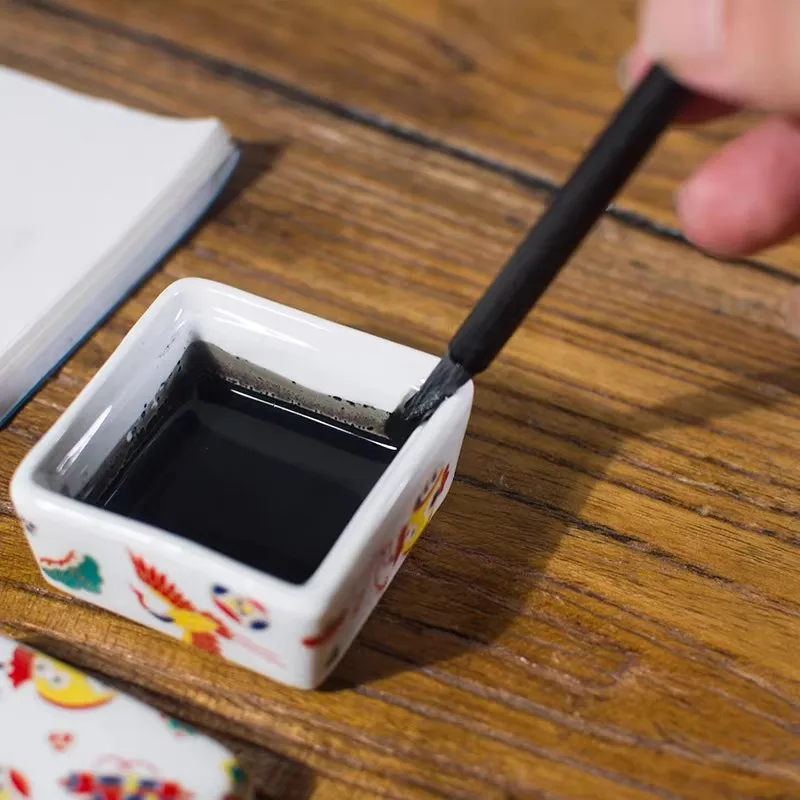 Chinese Ceramic Inkwell with Lid - Calligraphy Ink Storage Box, Moisture-Proof Ink Dish for Brush Writing Art Supplies