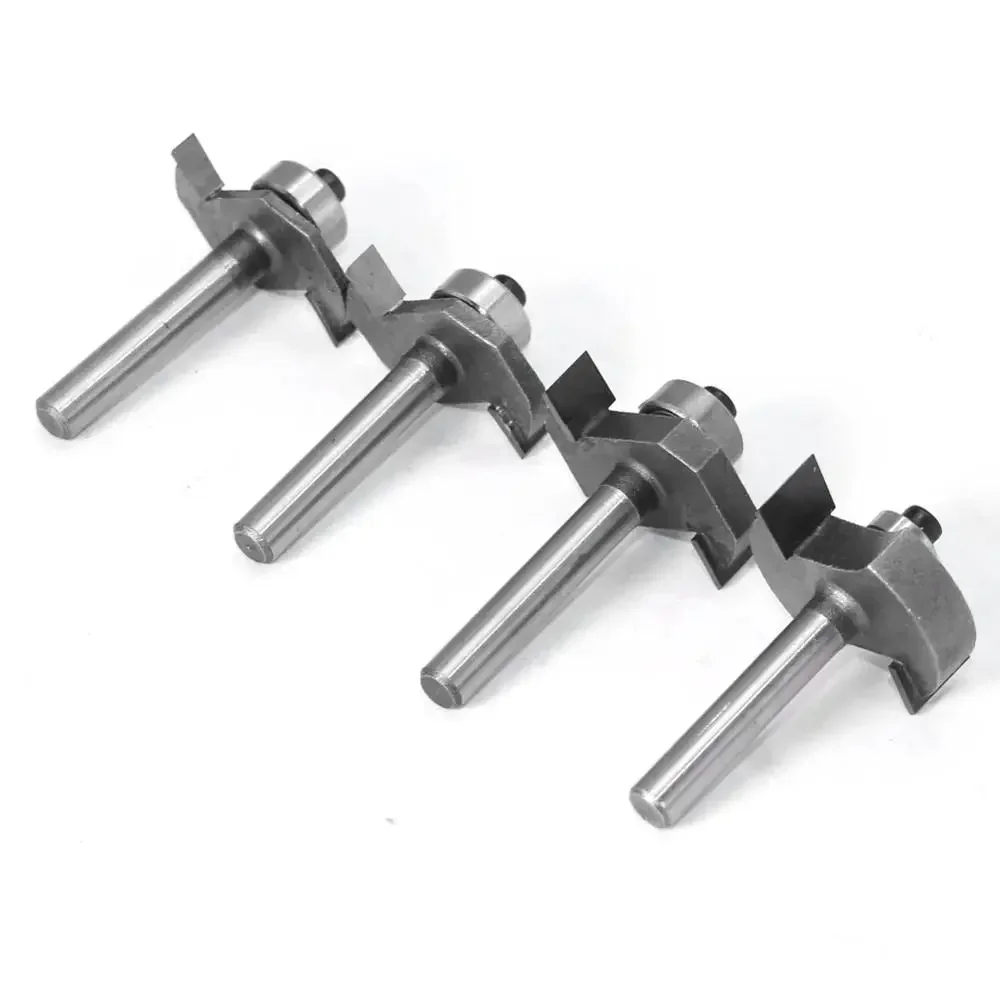4PC/Set 1/4" 6.35MM 6MM Shank Milling Cutter Wood Carving  T Slot Router Bit Bit with Bearing Wood Slotting T Type Rabbeting Bit