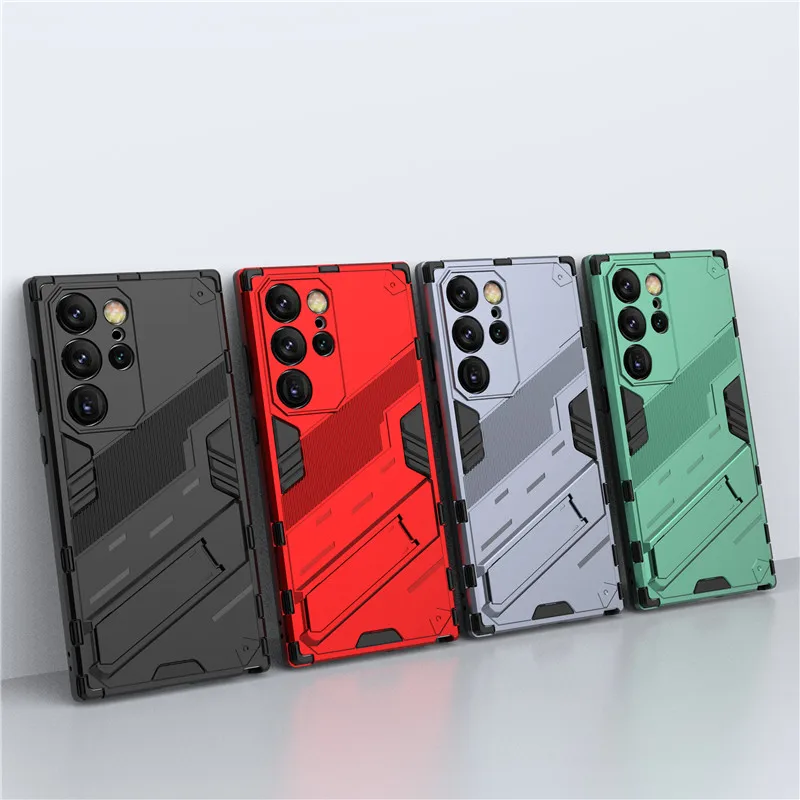 

For Samsung Galaxy S24 Ultra Case For Samsung S24 Plus S24 Ultra Cover Punk Style Hard Armor Bracket Shockproof Bumper For S24