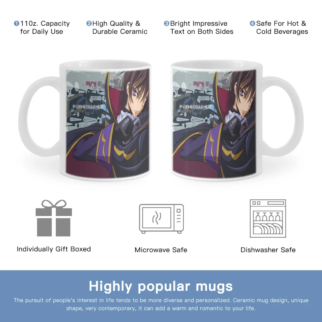 Anime Code Geass Lelouch Free shipping Ceramic Cup Coffee Oatmeal Breakfast Cup Creative Personality Mug