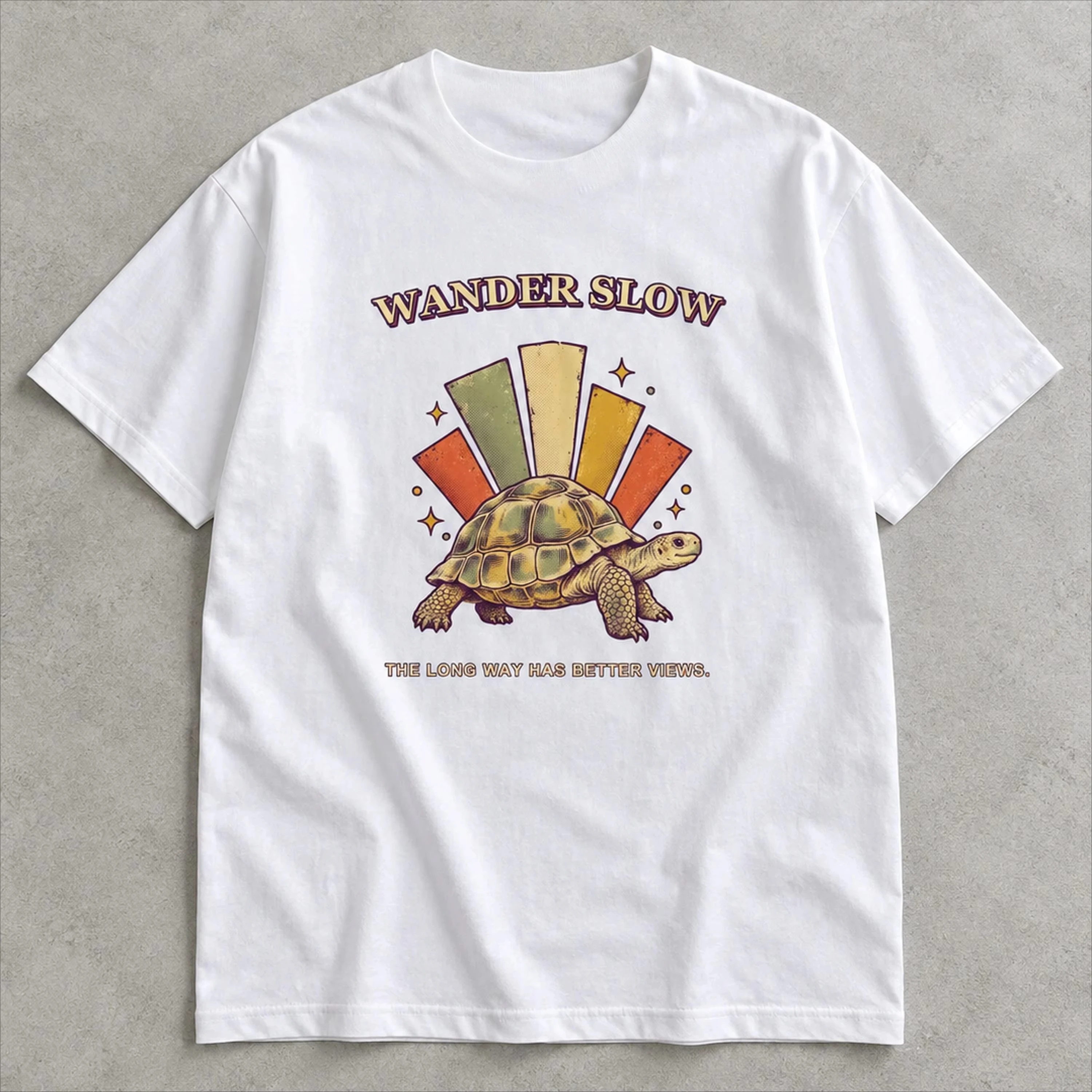 Wander Slow Retro Tortoise Graphic T-Shirt Women's Summer Clothing Cheap Women's Clothing  Free Delivery Shipping Clothes Woman