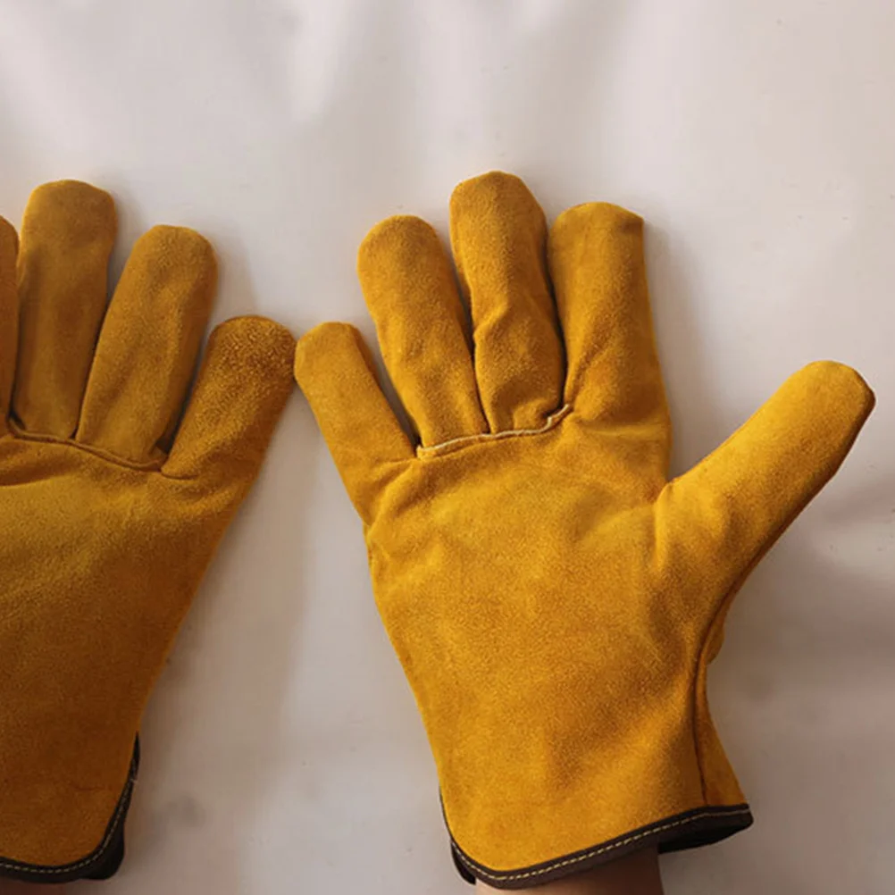 1Pair Protective Gloves Welding Heat Resistant Cowhide Gloves Wear Resistant Multipurpose for Electric Welding Safety
