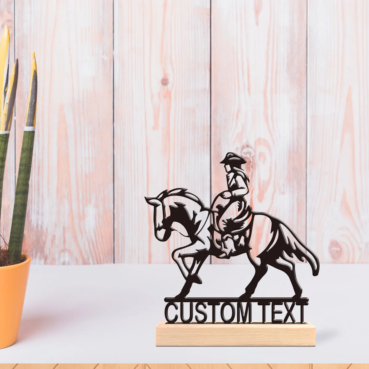 1pc Interesting Desktop Metal Statues Custom Name With Wooden Base Modern Rural Home Desktop Decorations