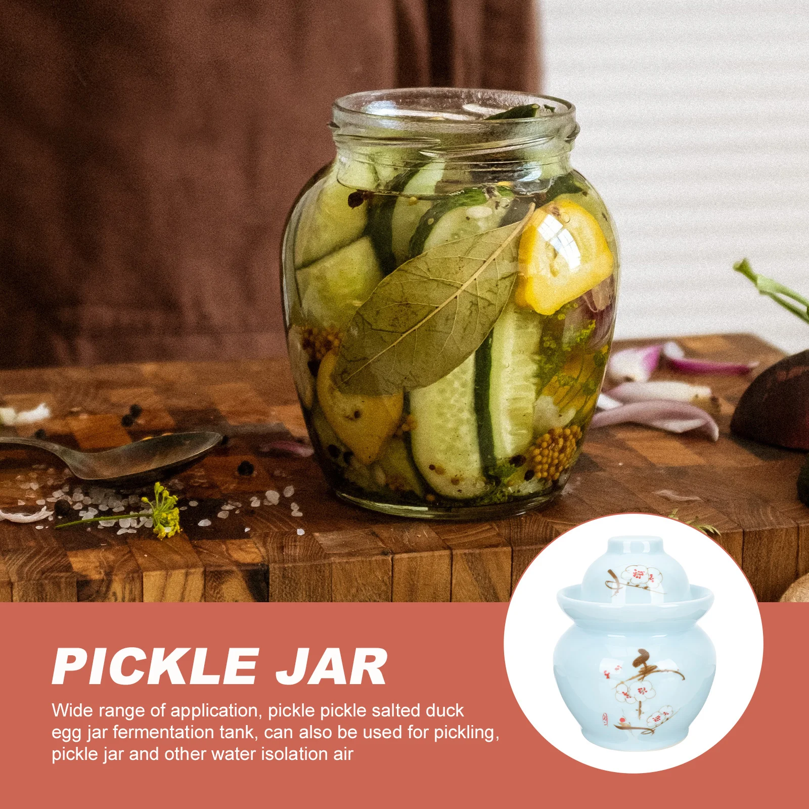 

Vintage Ceramic Pickle Jar Smooth No Burrs Easy to Clean Great for Storing Pickles in Restaurant Dinning Room Food Store