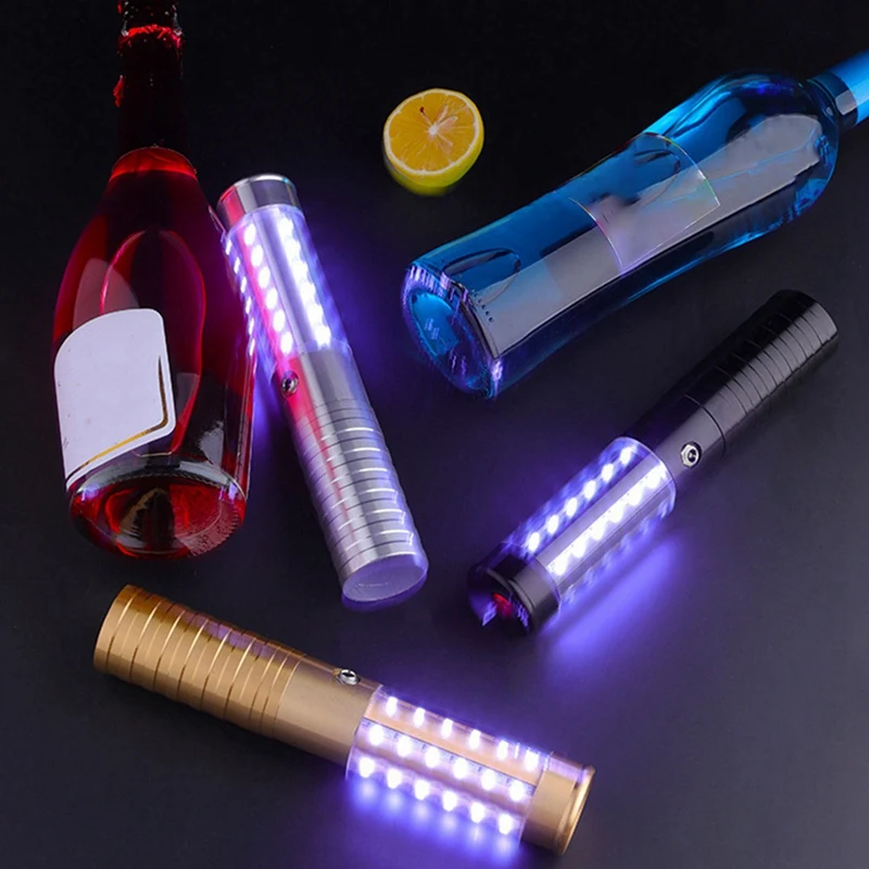 2X Bar Luminous Champagne Light Rechargeable LED Flashing Light Glow Stick KTV Atmosphere Stick Champagne Head,US Plug,B