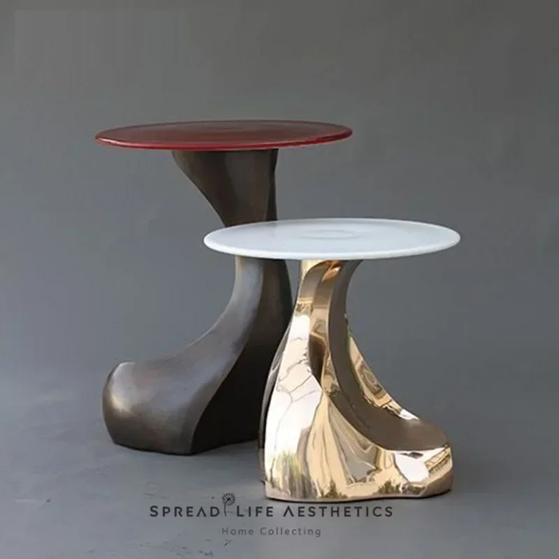 Creative Internet celebrity paint coffee table side table modern casual simple electroplated marble